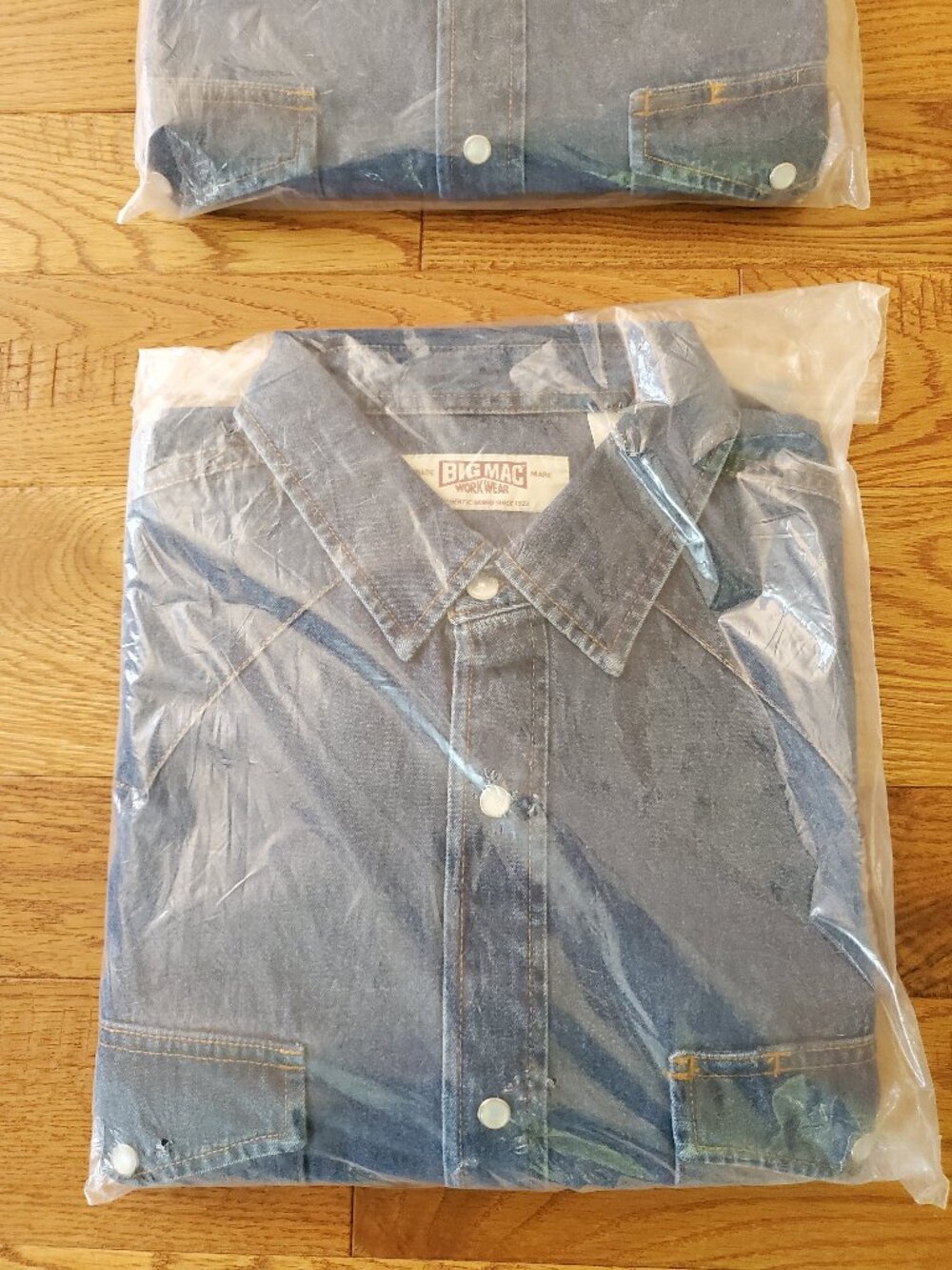 2 Vintage Men's Big Mac Work Wear Denim Pearl Snap Size XLT Long Sleeve Shirts
